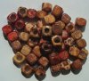 50 10x11mm (6mm Hole) Patterned Cube Wood Beads